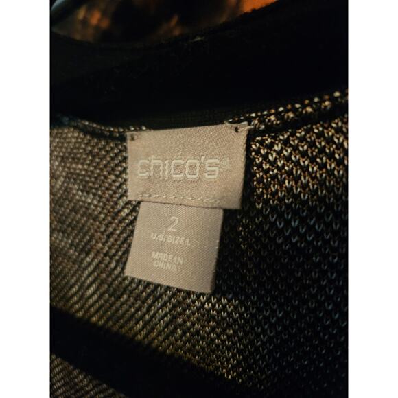 Chicos Black & Gold Chain Link 2 PC Open Sweater w/ Matching Tank Women's Large - Picture 8 of 11